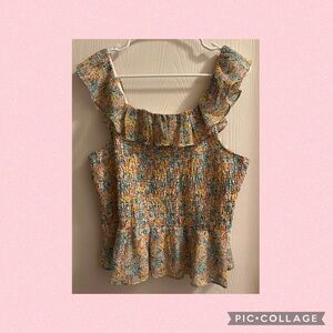 LC Lauren Conrad Floral Smocked Top